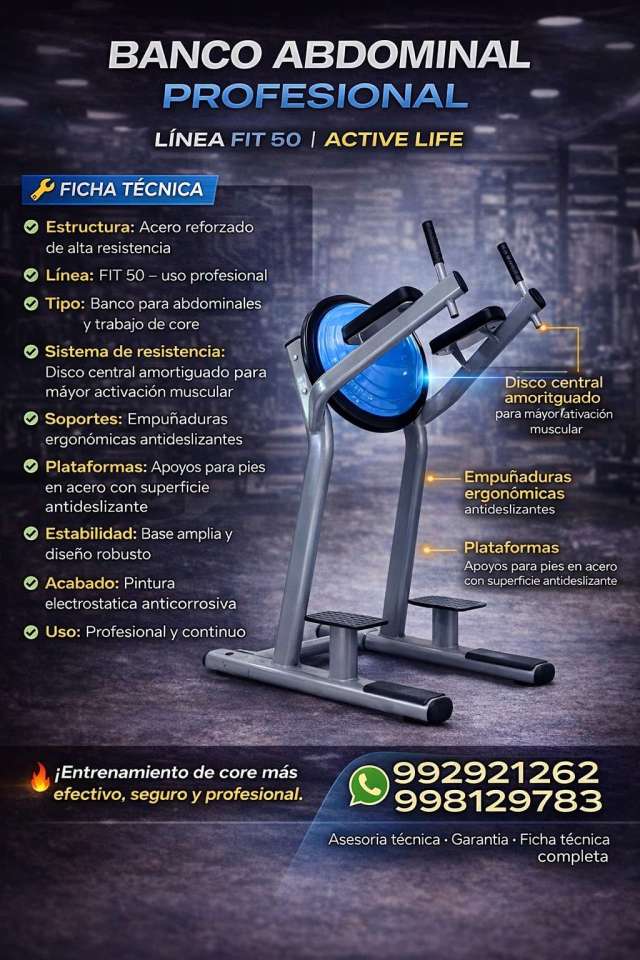BANCO ABDOMINAL CON BOSU FIT 50