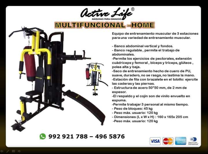 Multiestacion HOME 300 - SACO BOX -DOMINADAS -TABLA ABDOMINAL